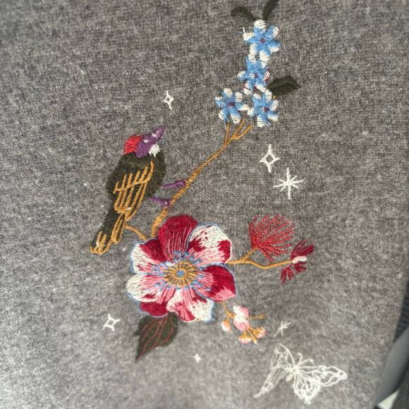 Johnny Was Sabrina Hooded Cape Cashmere Blend Embroidered Floral Celestial Boho - Picture 7 of 12